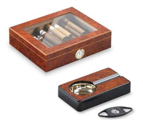 Humidor-Set London Wurzelholz (15 Zig.)