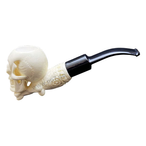 Meerschaumpfeife Skull weiß