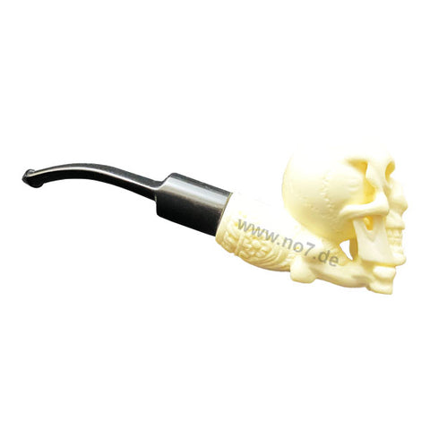 Meerschaumpfeife Skull weiß