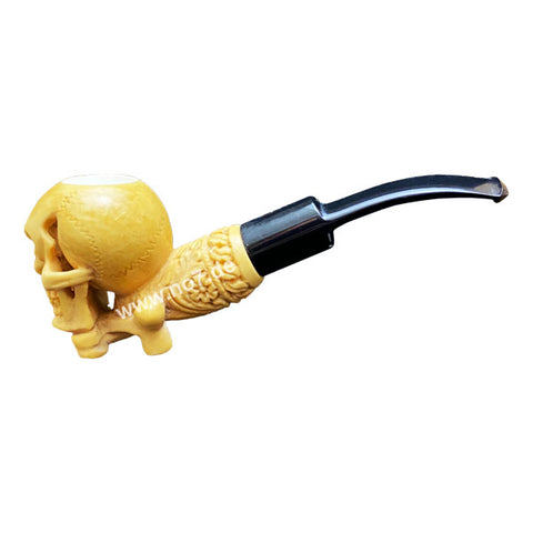 Meerschaumpfeife Skull ecru