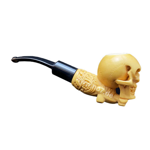 Meerschaumpfeife Skull ecru