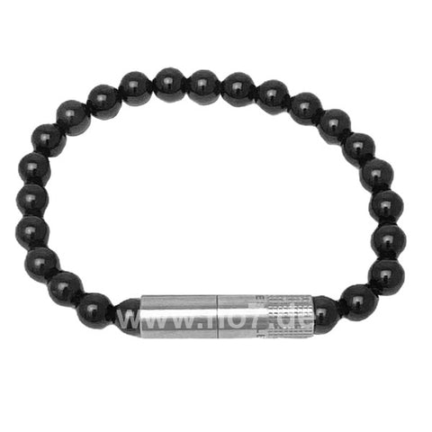 Armband Les Fines Lames mit 7mm Puncher, Onyx Perlen 8mm, Größe L