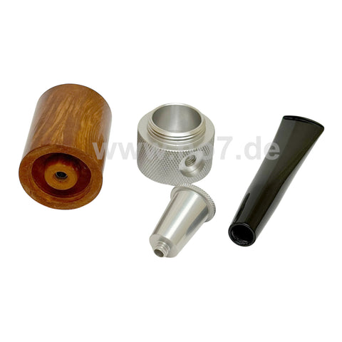 Pfeife Tsuge Roulette braun glatt silberfarben 9mm