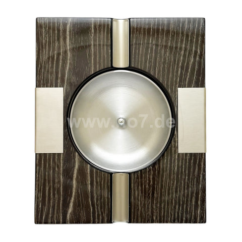 Zigarrenascher Schwarzeiche-Dekor eckig glänzend mit 2 Ablagen